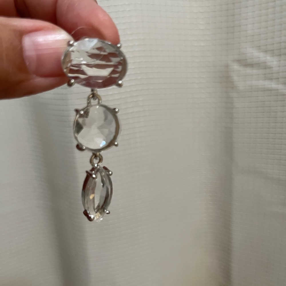 Gorgeous Crystal Clear Triple Play Earrings NWT  2.25” long